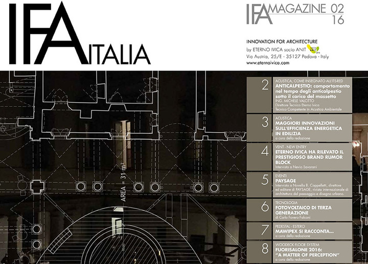 IFA MAGAZINE • N. 2 JUNE 2016 • Innovation for architecture IFA MAGAZINE • N. 2 JUNE 2016 • Innovation for architecture