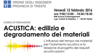 Corso di formazione – ACUSTICA: edilizia e degradamento dei materiali Corso di formazione – ACUSTICA: edilizia e degradamento dei materiali